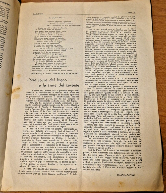 Sardegna mensile di lettere scienze novembre 1934 Vintage rivista giornale