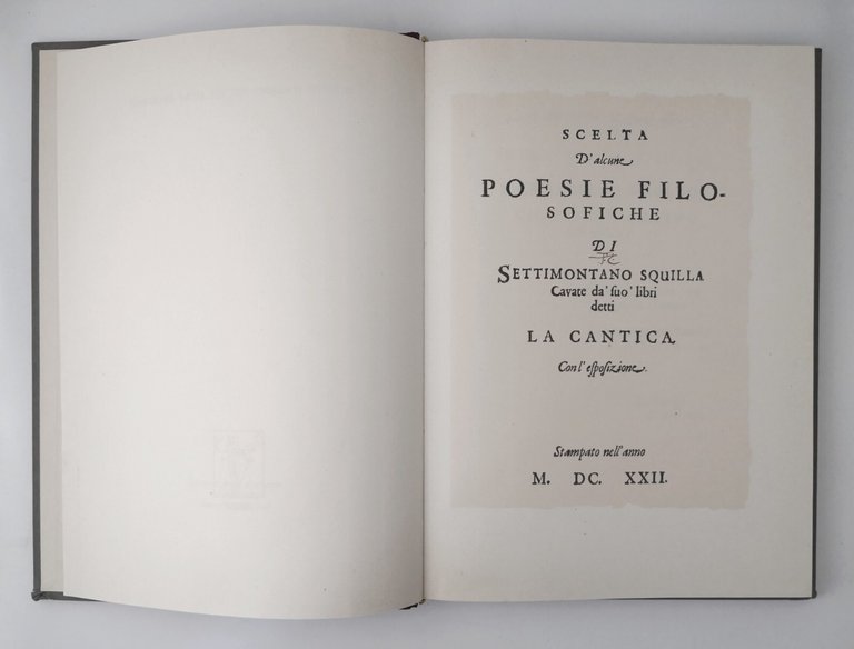 SCELTA D'ALCUNE POESIE FILOSOFICHE di Settimontano Squilla 1980 Libro reprint