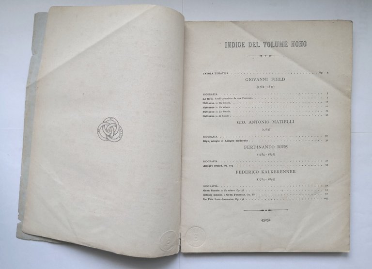 SCELTA DI COMPOSIZIONI PER PIANOFORTE volume IX Ricordi 1870 Spartito …