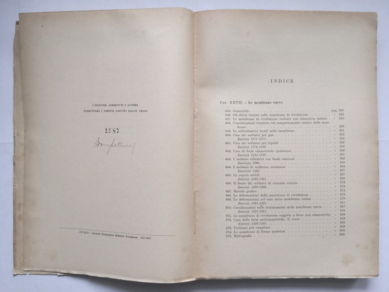 SCIENZA DELLE COSTRUZIONI volume 3 di Odone Belluzzi 1951 Zanichelli …