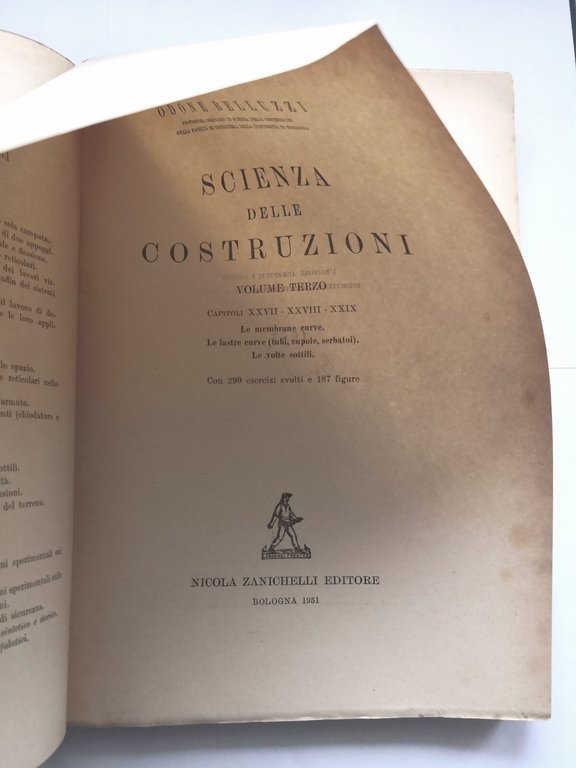 SCIENZA DELLE COSTRUZIONI volume 3 di Odone Belluzzi 1951 Zanichelli …
