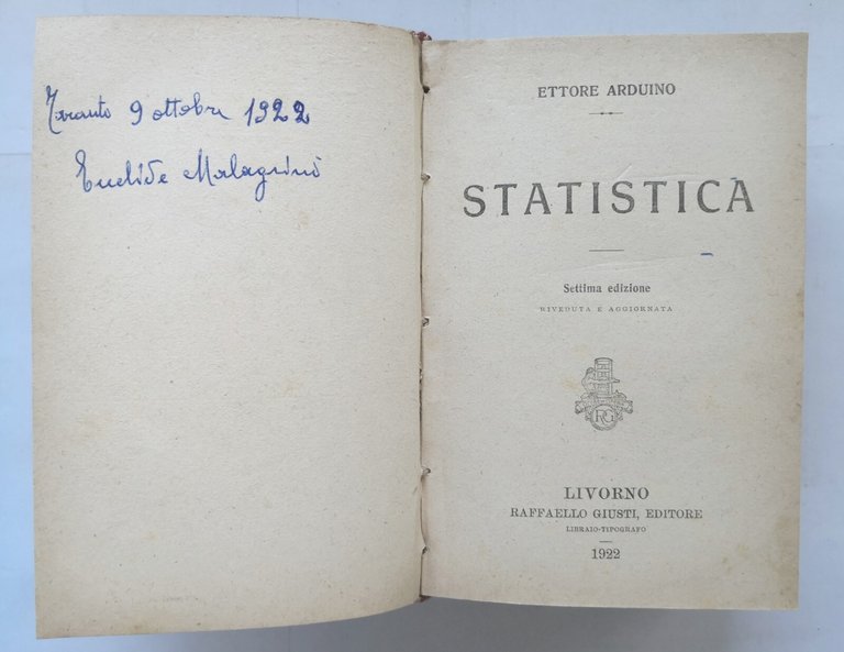 SCIENZE VARIE 7 volumi insieme 1918 1922 Giusti Finanze statistica …
