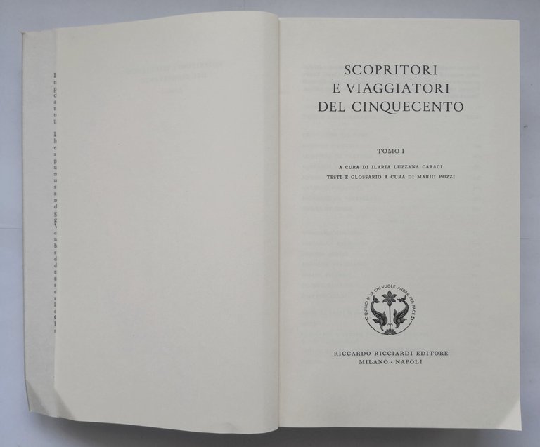 SCOPRITORI E VIAGGIATORI DEL CINQUECENTO tomo I di Caraci 1996 …