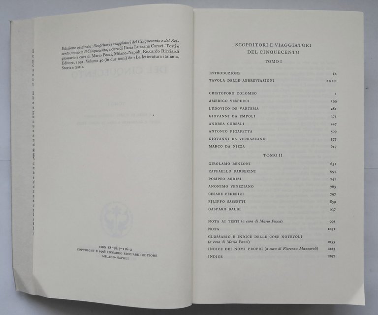 SCOPRITORI E VIAGGIATORI DEL CINQUECENTO tomo I di Caraci 1996 …