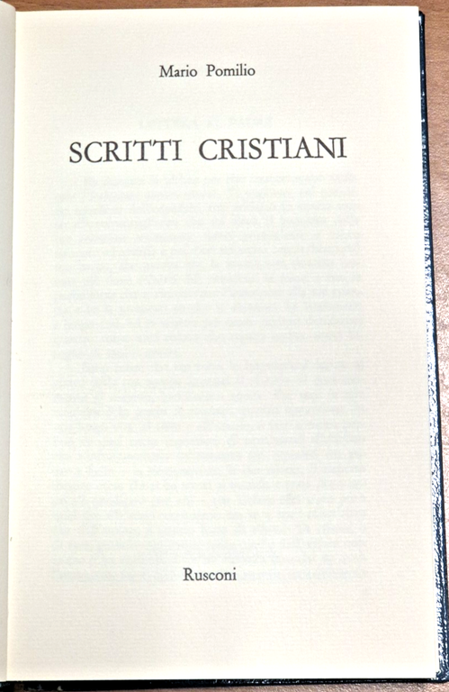 SCRITTI CRISTIANI di Mario Pomilio 1979 Rusconi I edizione Libro