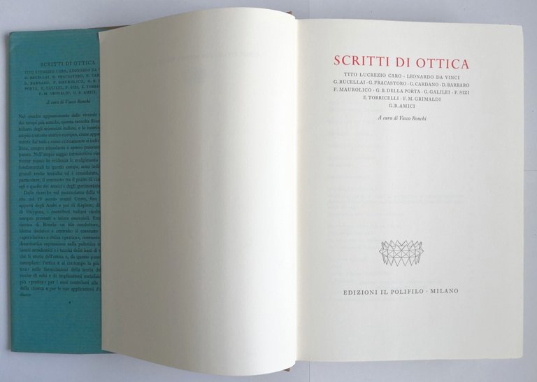 SCRITTI DI OTTICA a cura Vasco Ronchi 1968 Polifilo Libro …
