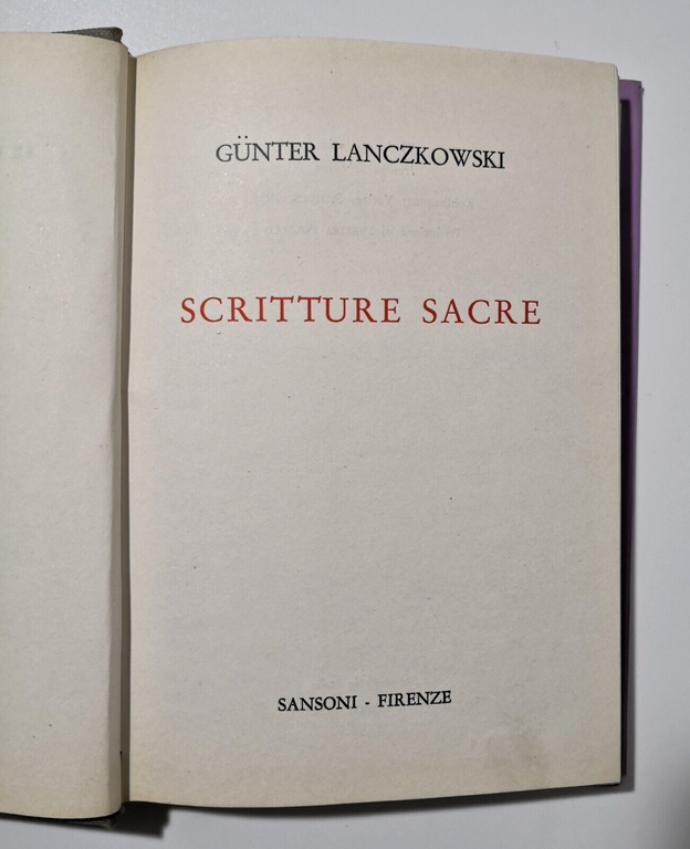 SCRITTURE SACRE di Gunter Lanczkowski 1960 Sansoni Libro storie illustrate