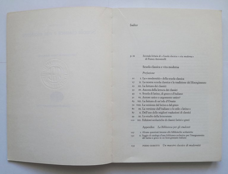 SCUOLA CLASSICA E VITA MODERNA di Augusto Monti 1968 Einaudi …