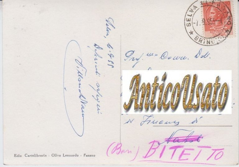 SELVA DI FASANO BELVEDERE DELLE PUGLIE Cartolina Viaggiata 1955 Bari … | Immagine Gallery 2