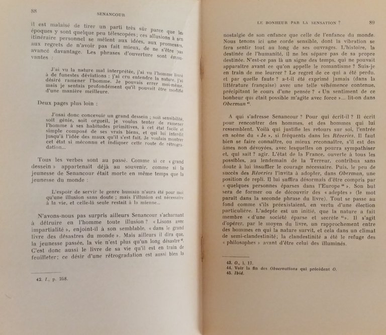 SENANCOUR sensations et revelations di Marcel Raymond 1965 Jose Corti …
