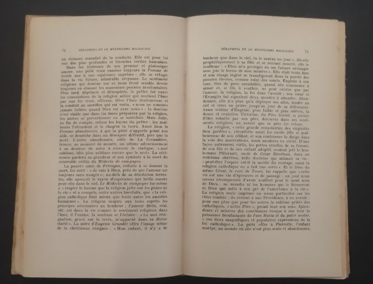 SERAPHITA ET LE MISTICISME BALZACIEN di Jacques Borel 1967 Josè …
