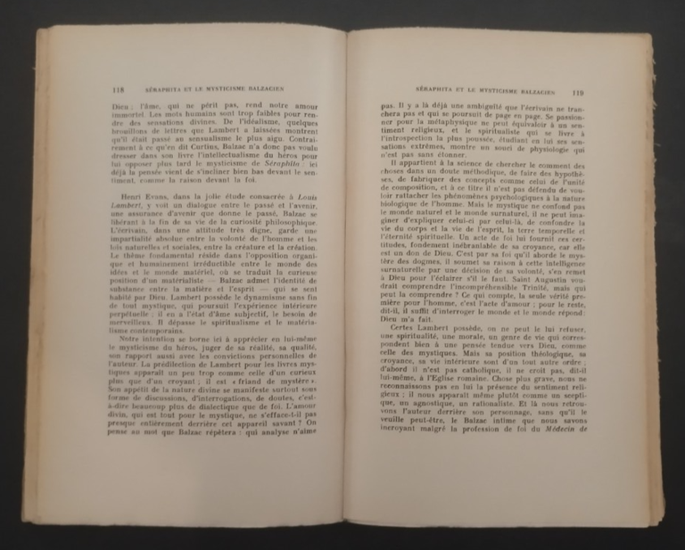 SERAPHITA ET LE MISTICISME BALZACIEN di Jacques Borel 1967 Josè …