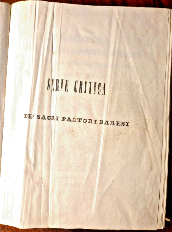 SERIE CRITICA DE SACRI PASTORI BARESI di Michele Garruba 1844 …