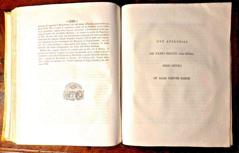 SERIE CRITICA DE SACRI PASTORI BARESI di Michele Garruba 1844 …