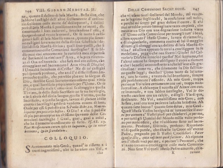 SETTIMANA EUCARISTICA pratiche divote di Liborio Siniscalchi 1741 libro antico