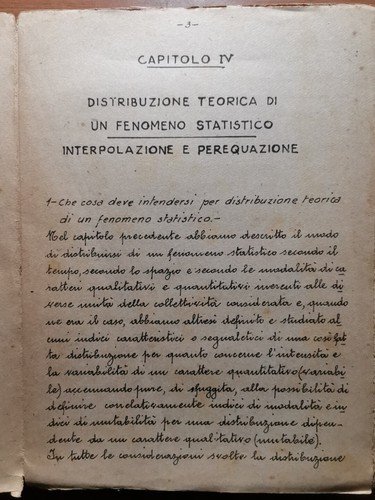 SINOSSI DI STATISTICA METODOLOGICA fascicolo 3 di Luigi Galvani 1945 …