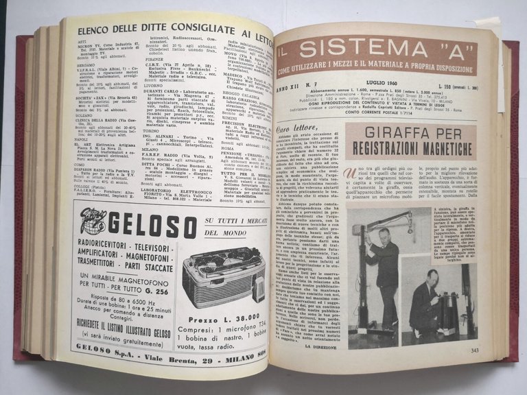 SISTEMA A 1960 annata completa 12 riviste Rodolfo Capriotti radio …