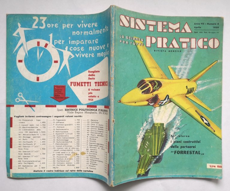 SISTEMA PRATICO aprile 1959 anno 7 rivista piani costruttivi portaerei …