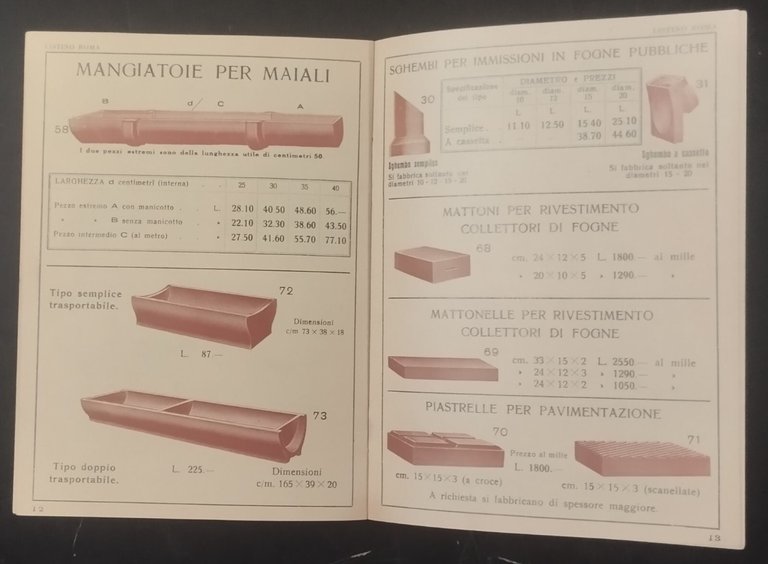 SOCIETÀ DEL GRES INGEGNER SALA Listino ottobre 1936 ceramico Libro …