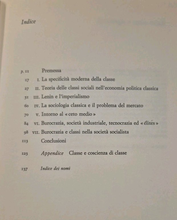 SOCIOLOGIA E CLASSI SOCIALI di Augusto Illuminati 1967 Einaudi Libro