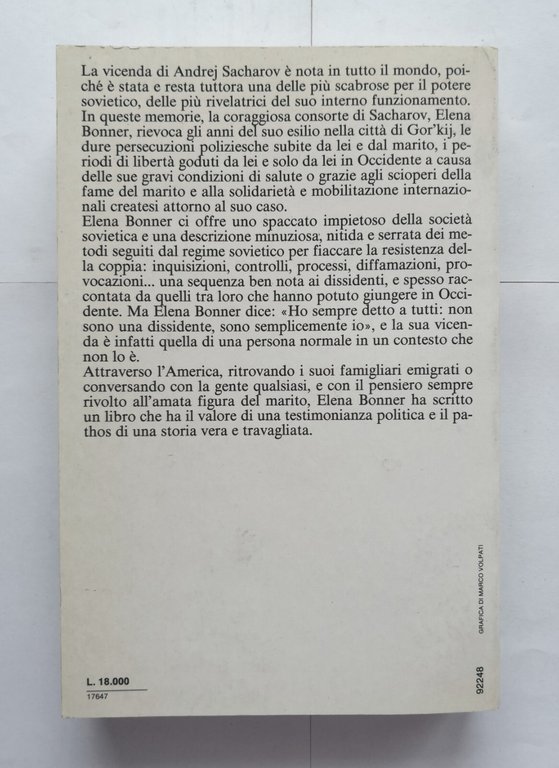 SOLI INSIEME di Elena Bonner 1986 Garzanti libro in esilio …