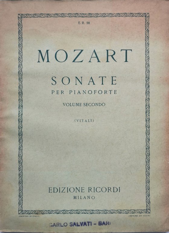 SONATE PER PIANOFORTE di Mozart 2 volumi ER 57 58 …