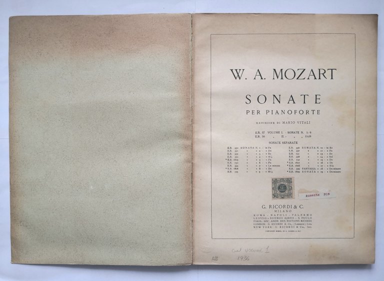 SONATE PER PIANOFORTE di Mozart 2 volumi ER 57 58 …