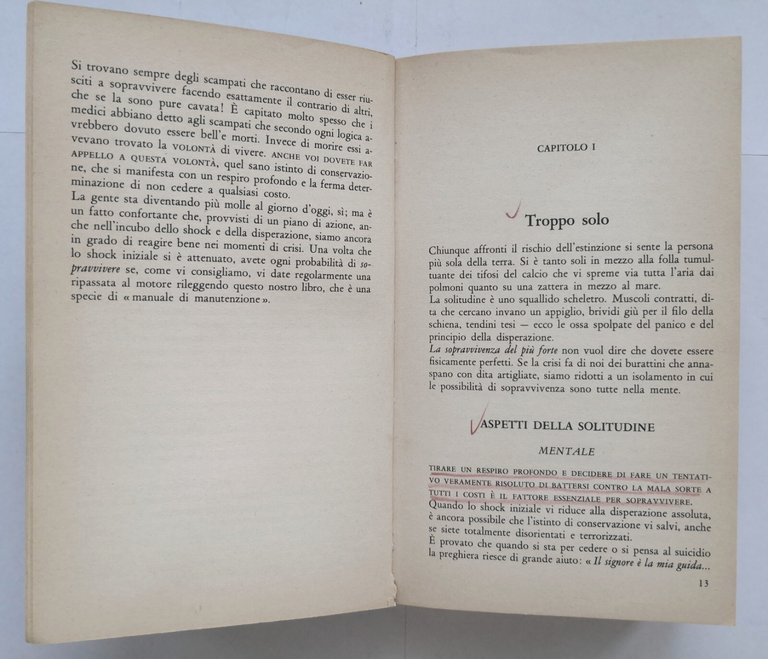 SOPRAVVIVERE di Anthony Greenbank 1978 Rizzoli libro strategia dell' emergenza