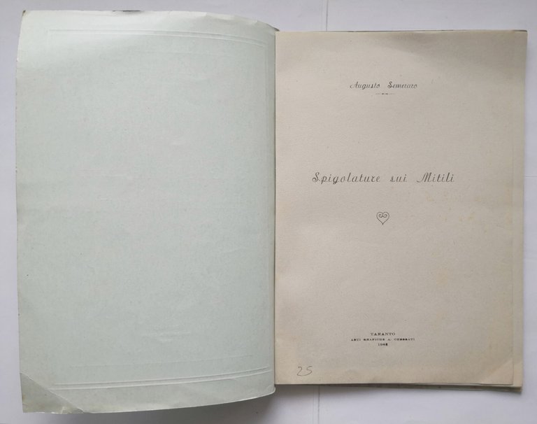 SPIGOLATURE SUI MITILI di Augusto Semeraro 1948 Cressati Taranto Libro …