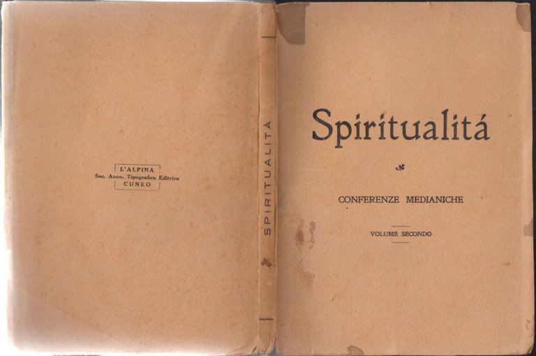 SPIRITUALITÀ Conferenze Medianiche volume II 1924 L'alpina Libro spiritismo