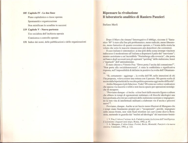 SPONTANEITÀ E ORGANIZZAZIONEdi Raniero Panzieri 1994 BFS libro quaderni rossi