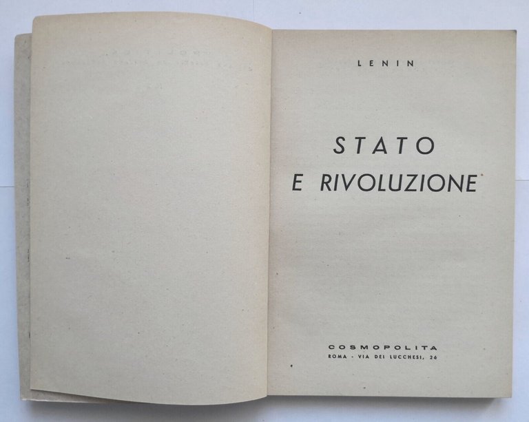 STATO E RIVOLUZIONE di Lenin 1943? Editore Cosmopolita collana politica …
