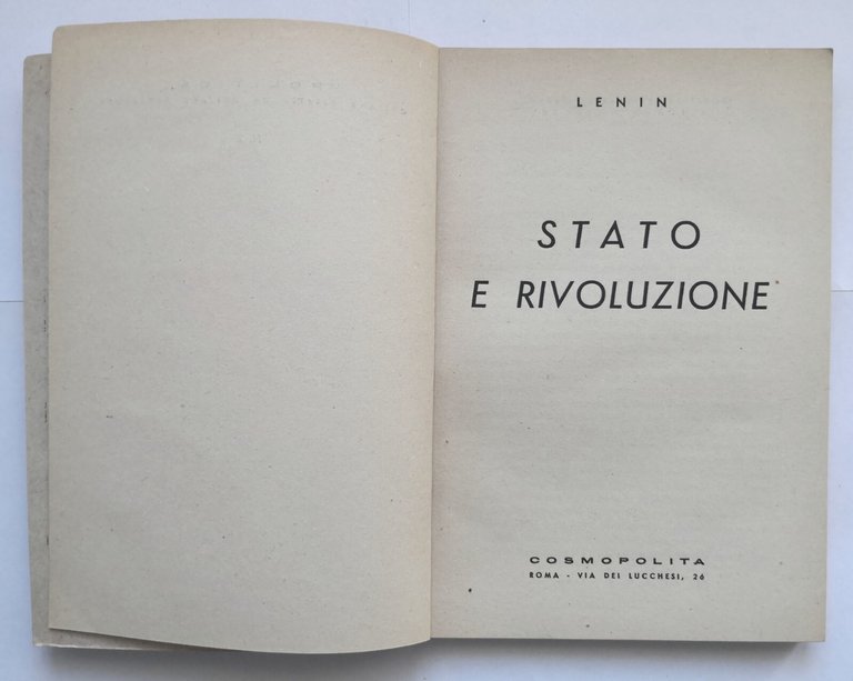 STATO E RIVOLUZIONE di Lenin 1943? Editore Cosmopolita collana politica …