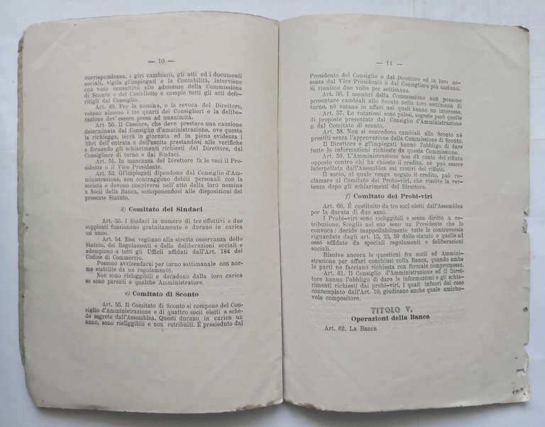 STATUTO DELLA BANCA POPOLARE COOPERATIVA DI BITETTO 1887 Santanello Libro …