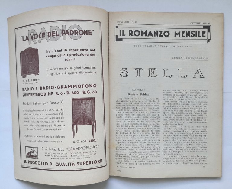 STELLA di Jesse Templeton Il Romanzo mensile 10 ottobre 1933 …