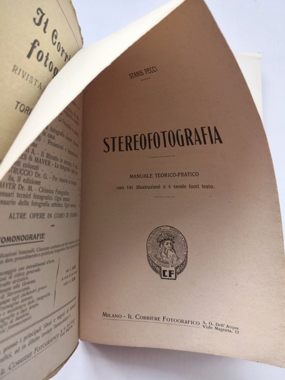 STEREOFOTOGRAFIA di Stanislavo Pecci 1920 libro Il Corriere Fotografico 3d