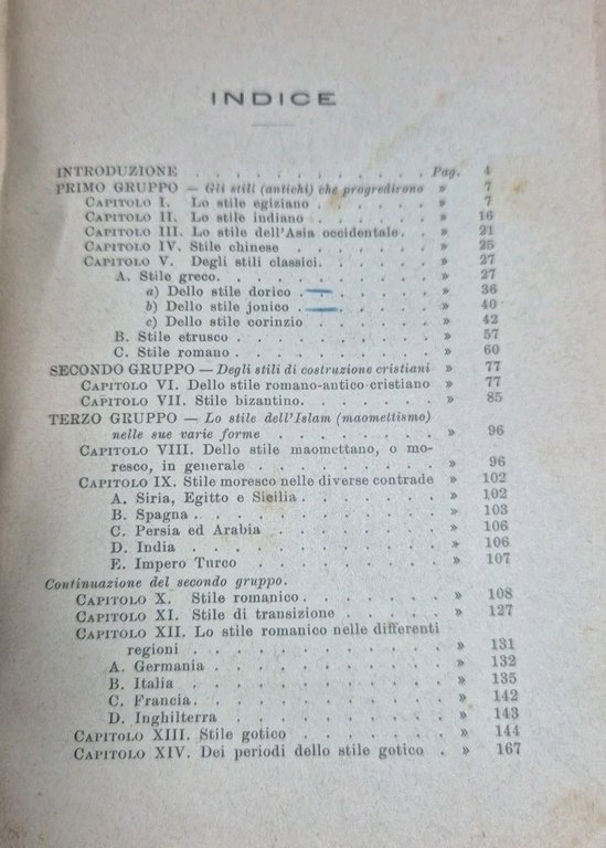 STILI DI ARCHITETTURA di Sacken Brayda 1923 Chiantore Libro III …