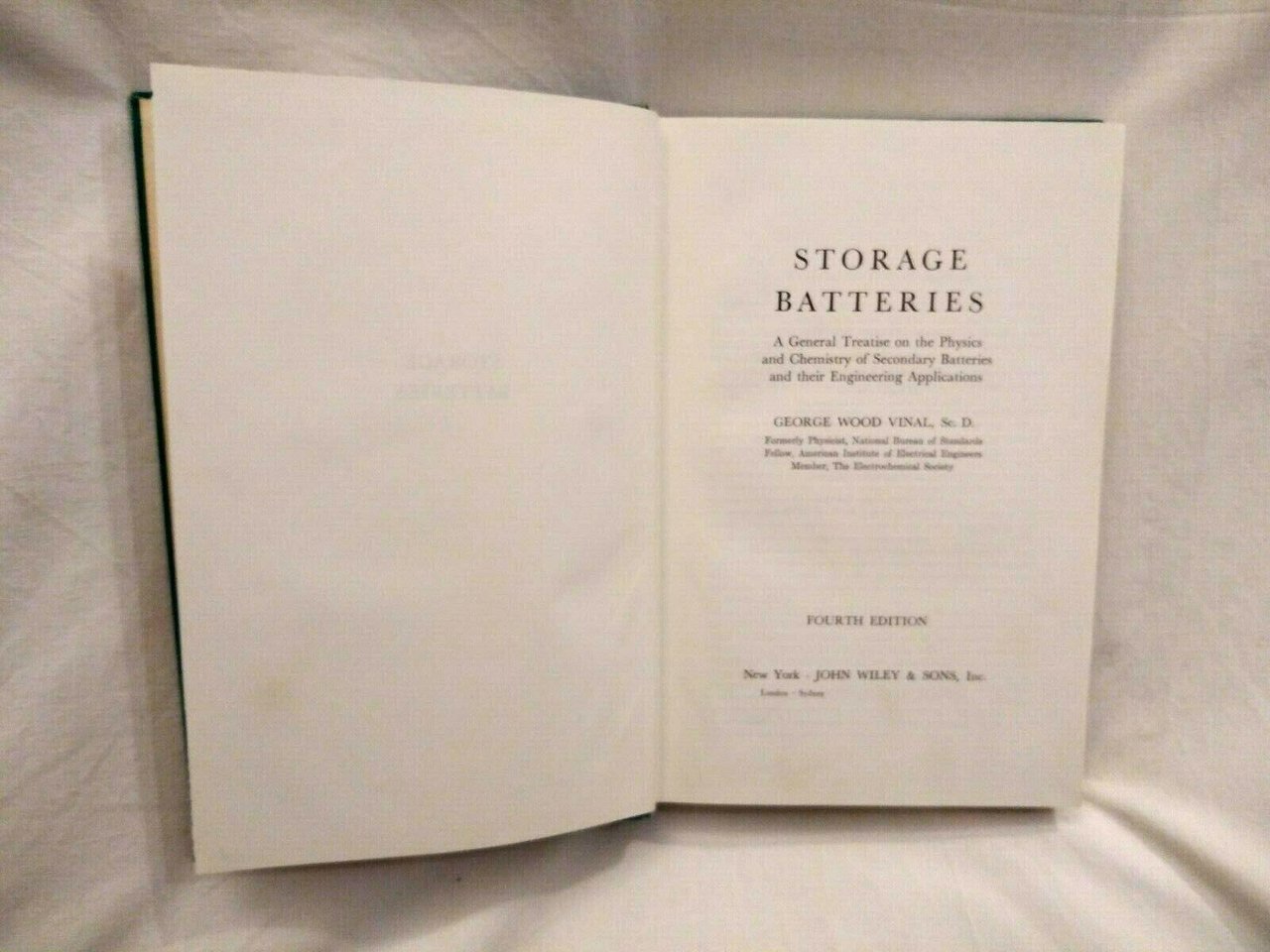 STORAGE BATTERIES di George Wood Vinal 1967 John Wiley & …