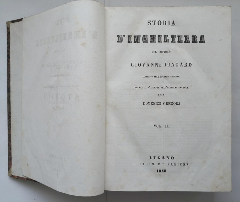 STORIA D'INGHILTERRA di Giovanni Lingard + PARLAMENTO 3 volumi 1840 …