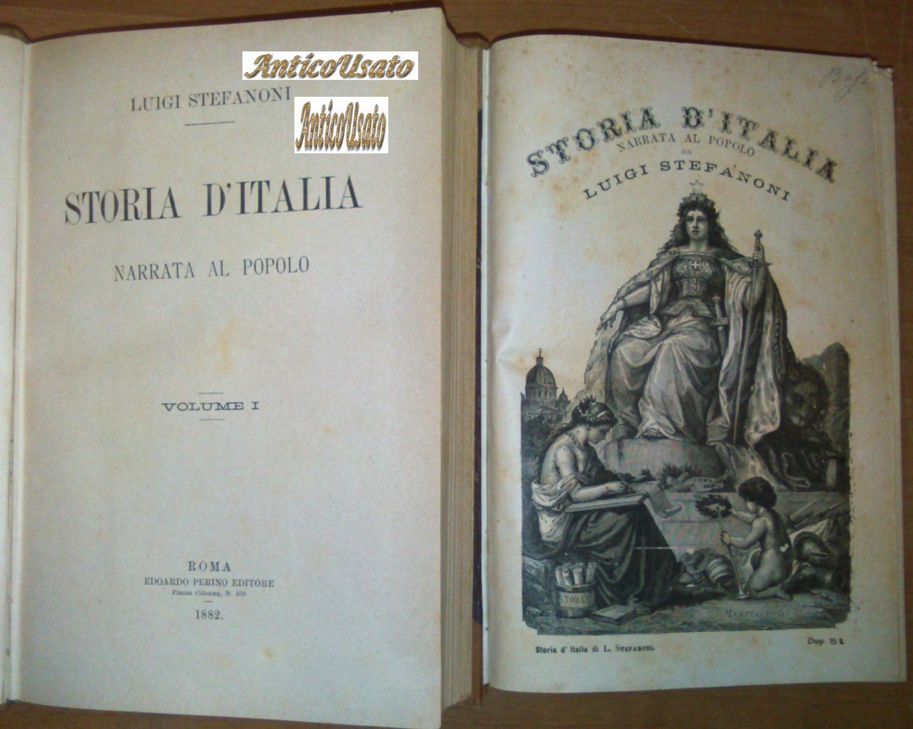 Storia D'Italia narrata al popolo di Luigi Stefanoni 1882 Perino …