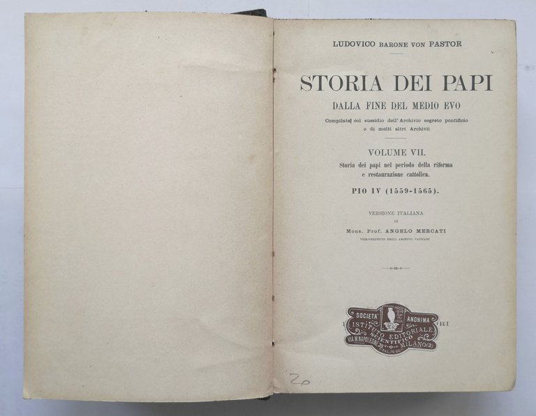 STORIA DEI PAPI nel periodo della riforma PIo IV di …