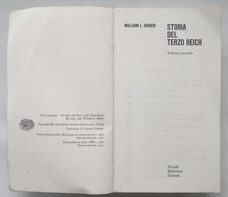 STORIA DEL TERZO REICH di William Shirer 2 volumi completo …