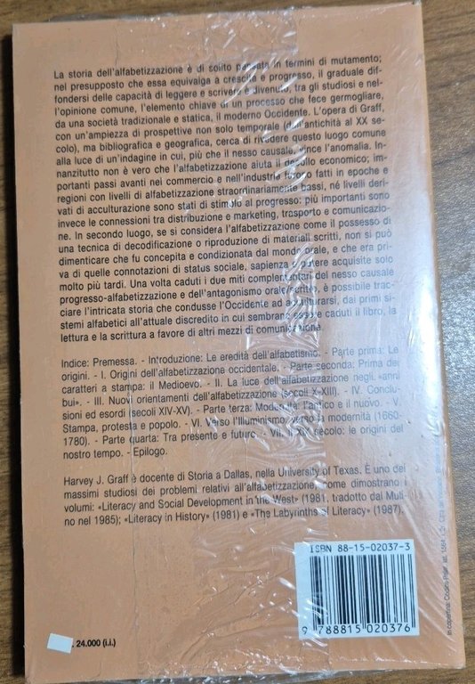 STORIA DELL'ALFABETIZZAZIONE OCCIDENTALE DI Harvey Graff Volume I Origini Libro