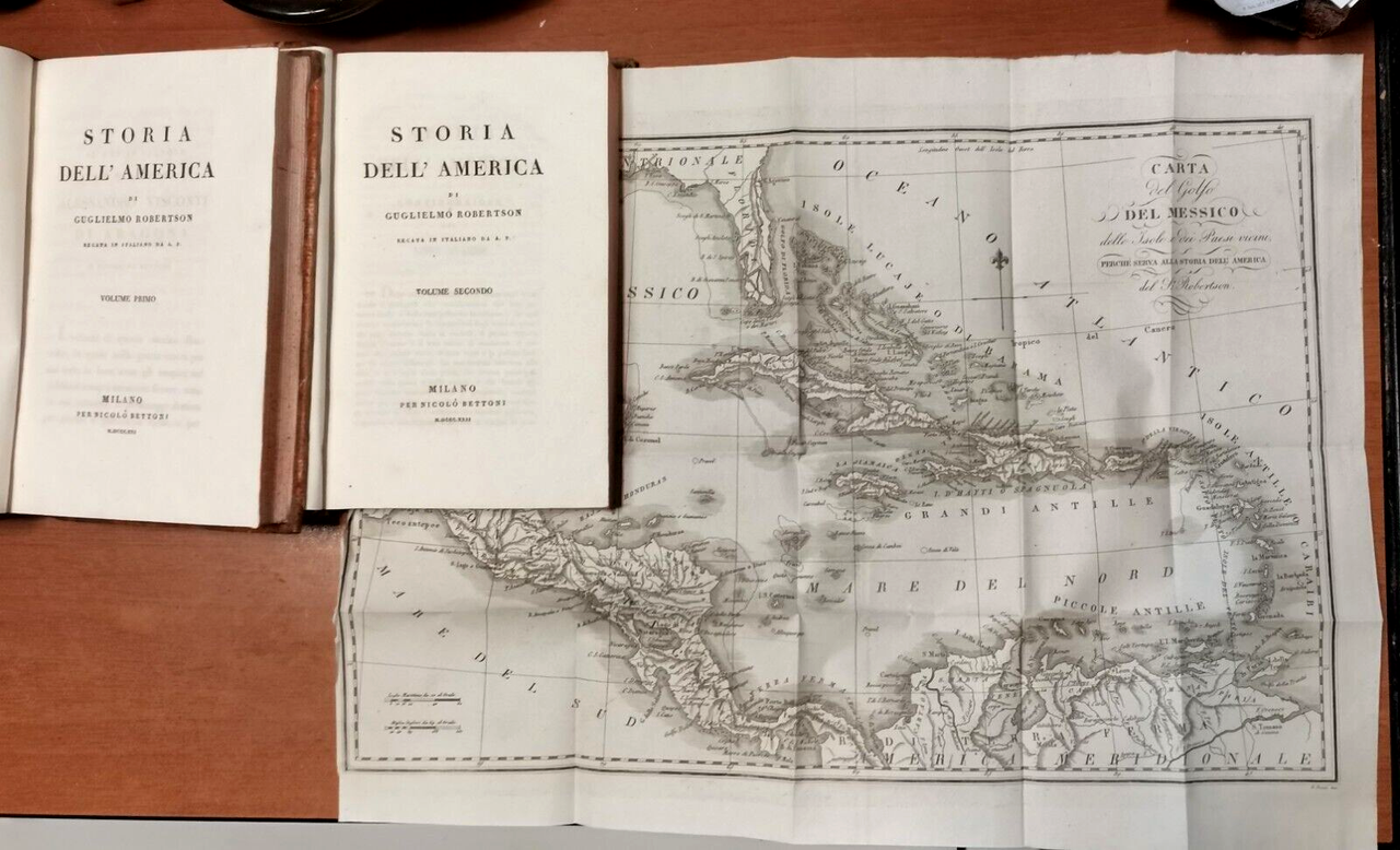STORIA DELL'AMERICA di Guglielmo Robertson 2 volumi su 3 1822 …