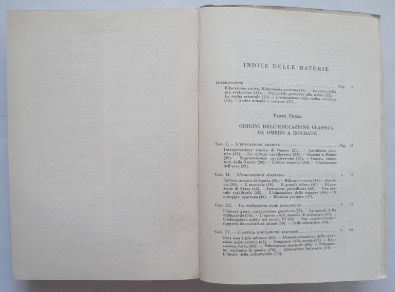 STORIA DELL'EDUCAZIONE NELL'ANTICHITÀ di Marrou 1950 Editrice Studium Libro