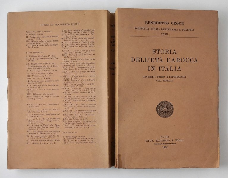 STORIA DELL'ETA BAROCCA IN ITALIA di Benedetto Croce 1957 Laterza …