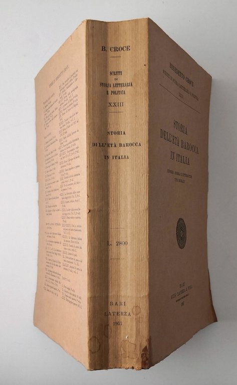 STORIA DELL'ETA BAROCCA IN ITALIA di Benedetto Croce 1957 Laterza …