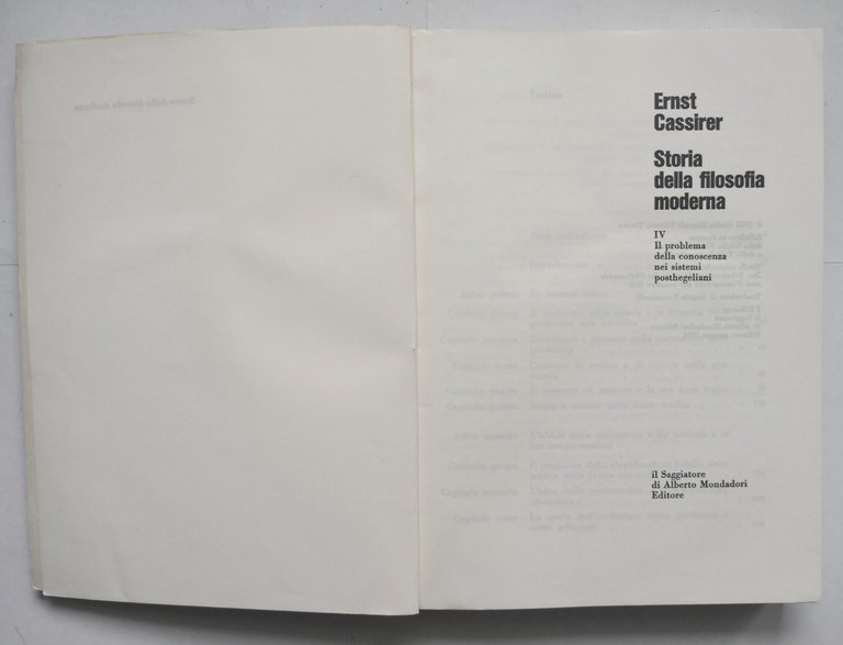STORIA DELLA FILOSOFIA MODERNA di Ernst Cassirer 4 volumi 1968 …