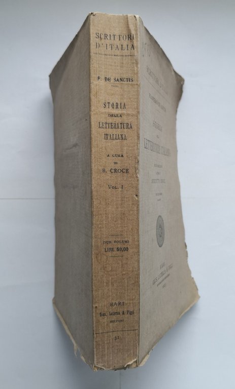 STORIA DELLA LETTERATURA ITALIANA di Francesco De Sanctis volume I …