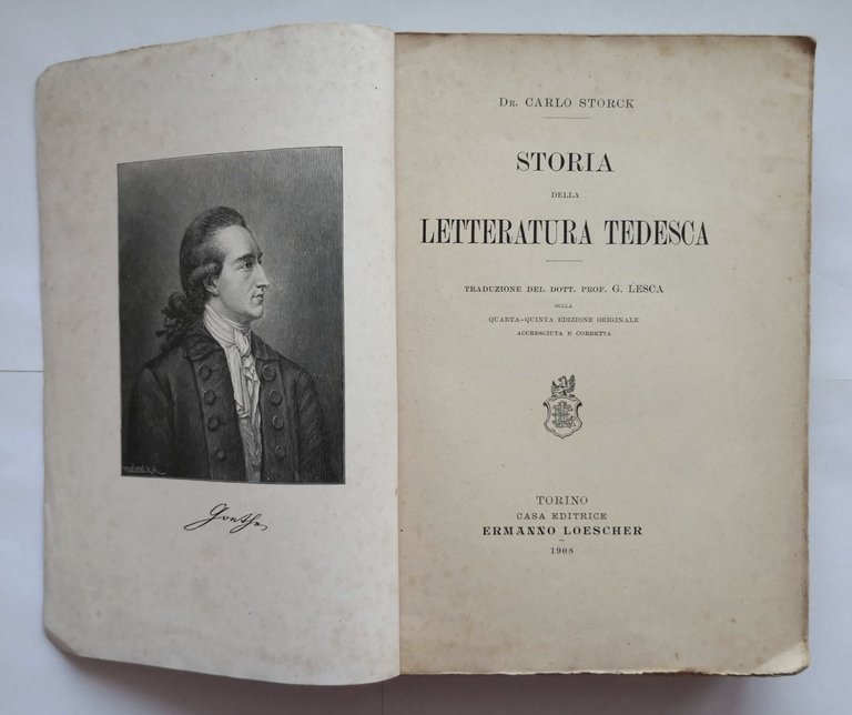 STORIA DELLA LETTERATURA TEDESCA di Carlo Storck 1908 Ermanno Loescher …